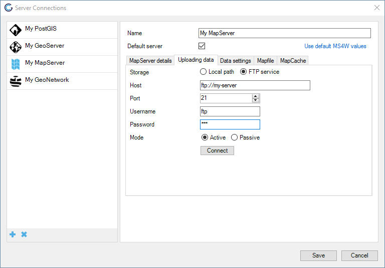 MapServer data connection