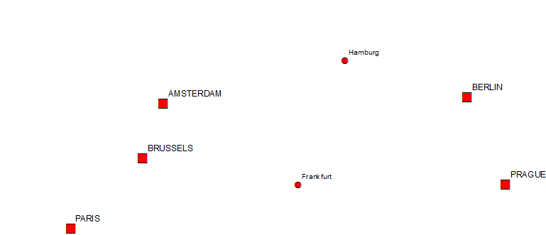 Layer 'Cities' rendered in ArcGIS