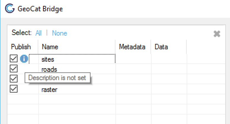 Layer metadata status