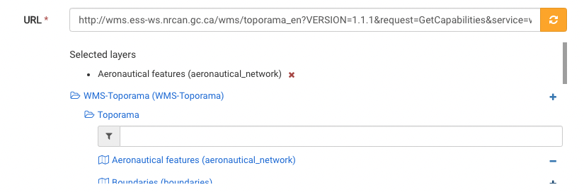 Improvement: Metadata editor / use hierarchical layer selector for WMS layers.