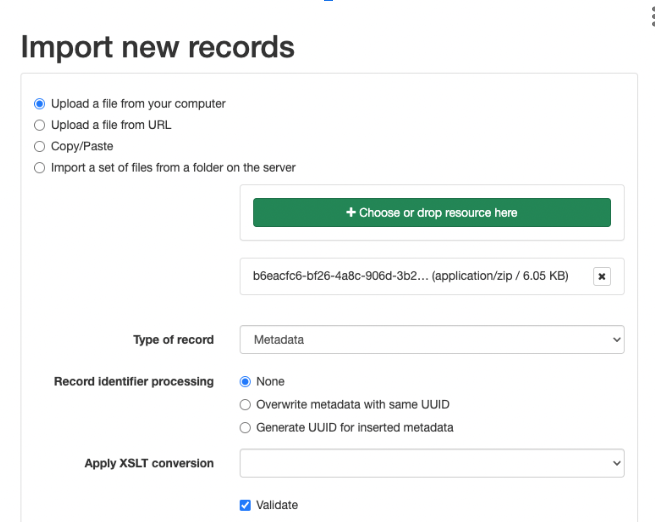 Metadata import - validation option