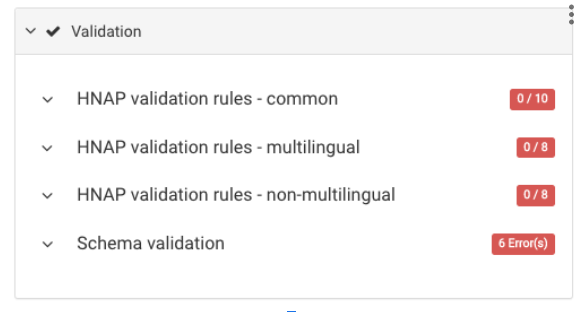 XSD Validation panel