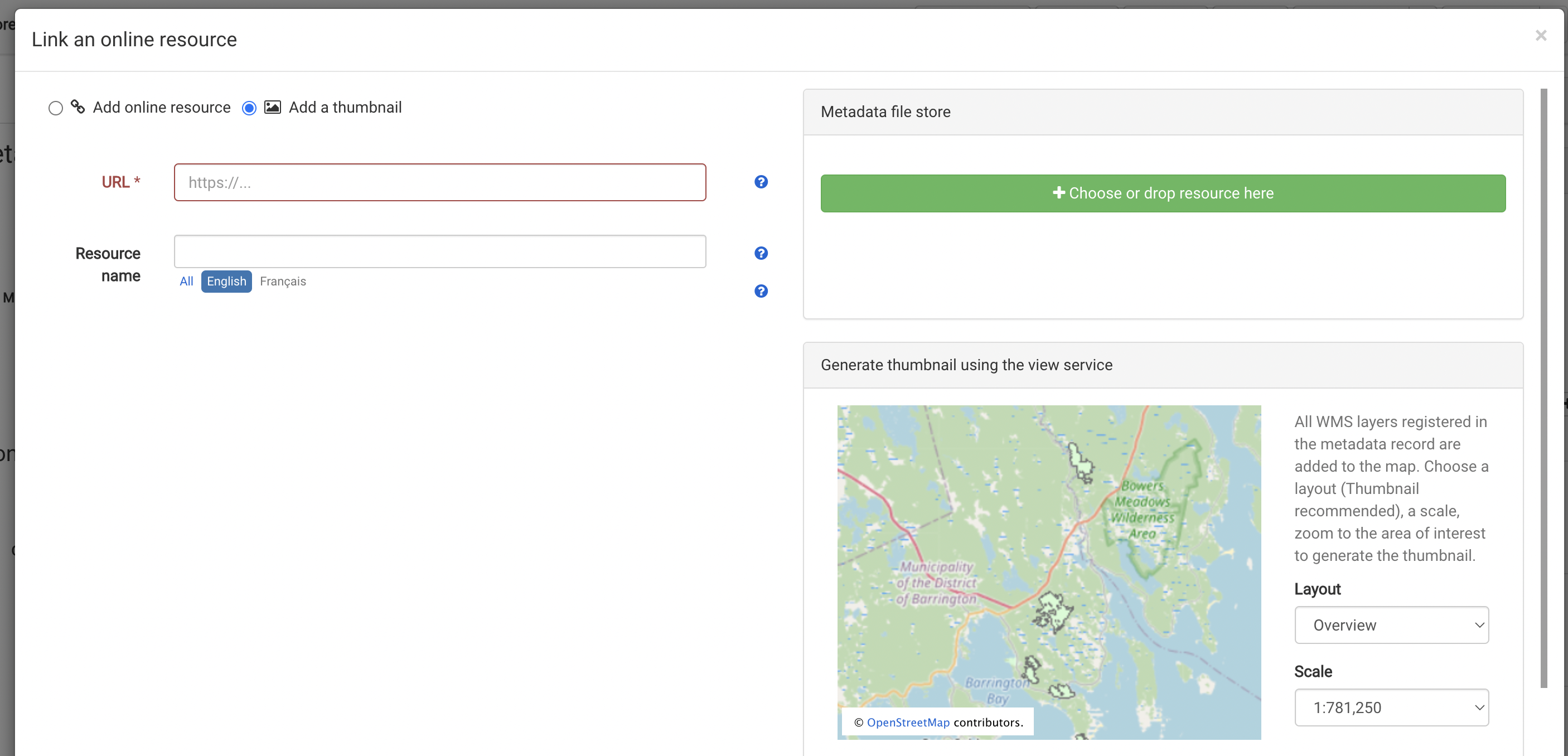 Fixed thumbnail generator to include registered map layers in metadata