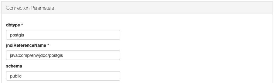 GeoCat Live PostGIS JNDI Connection parameters