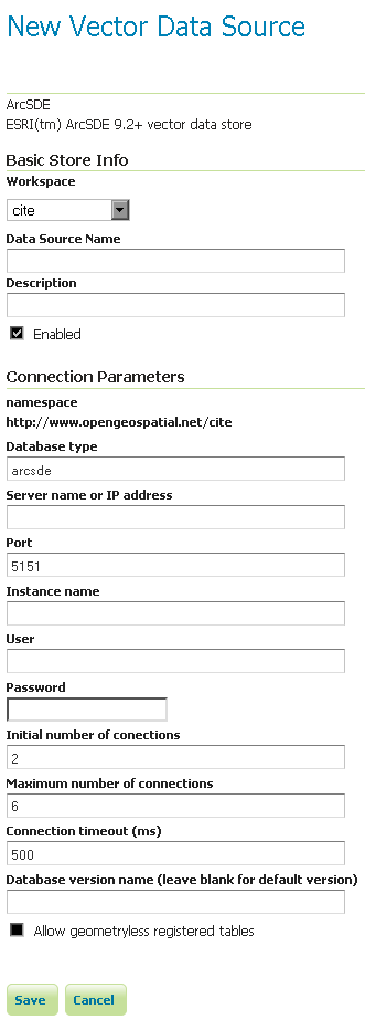 ArcSDE — GeoServer Enterprise 2.19.1 documentation
